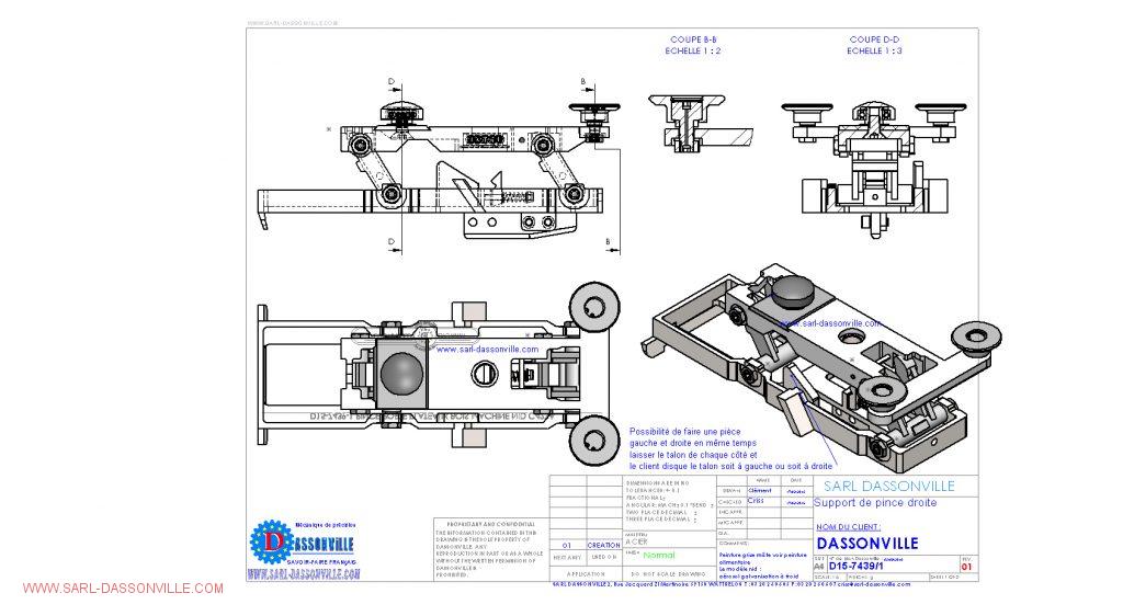 Support de pince droite plan d'ensemble pour machine d'injection alimentaire nid